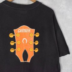 画像1: 90's GRETSCH USA製 楽器メーカープリントTシャツ BLACK XL (1)