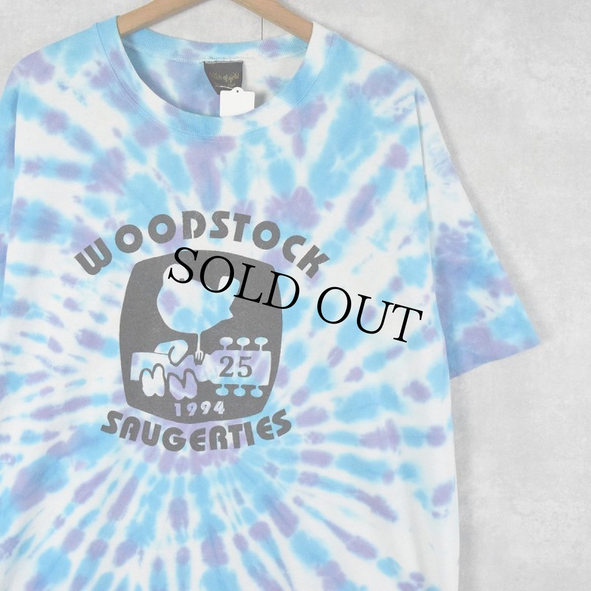 画像1: 90's WOODSTOCK SAUGERTIES ロックフェスティバル タイダイTシャツ L (1)