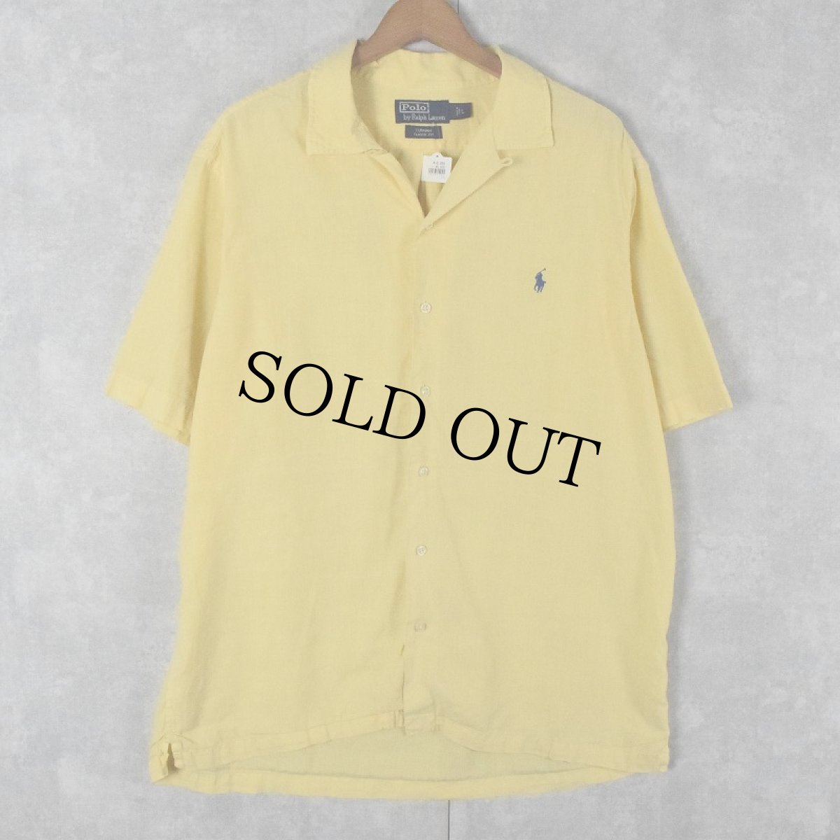 画像1: POLO Ralph Lauren "CURHAM CLASSIC FIT" リネン×コットン オープンカラーシャツ L (1)