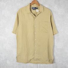 画像1: POLO Ralph Lauren "CALDWELL" リネン×シルク オープンカラーシャツ S (1)