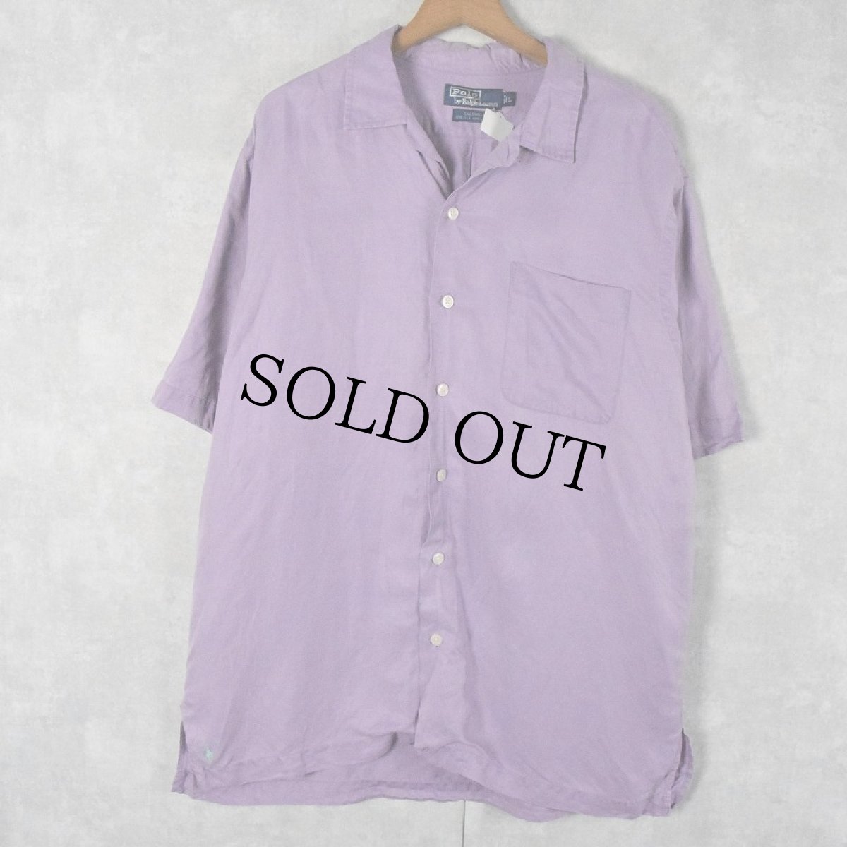 画像1: POLO Ralph Lauren "CALDWELL" リネン×シルク オープンカラーシャツ L (1)