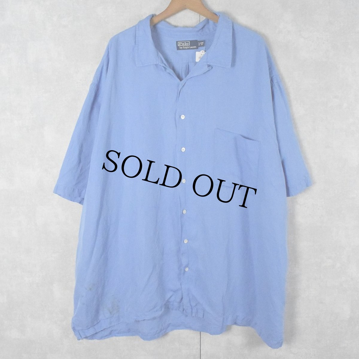 画像1: POLO Ralph Lauren リネン×シルク オープンカラーシャツ 4XB (1)