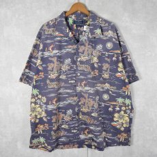 画像1: 90's POLO SPORT Ralph Lauren マリン柄 コットンアロハシャツ XXL (1)