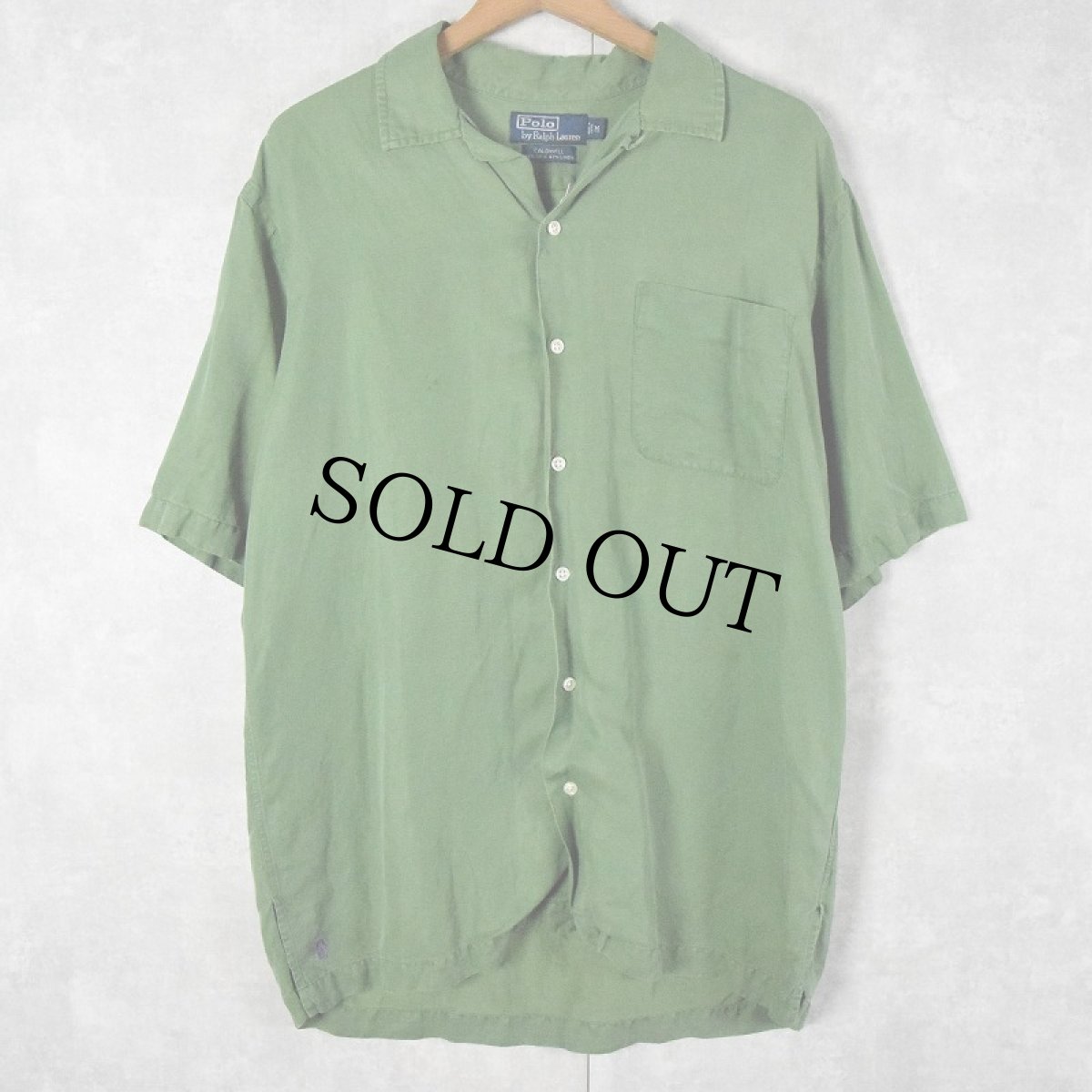 画像1: POLO Ralph Lauren "CALDWELL" リネン×シルク オープンカラーシャツ M (1)