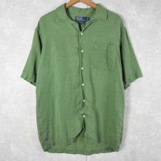 画像1: POLO Ralph Lauren "CALDWELL" リネン×シルク オープンカラーシャツ M (1)