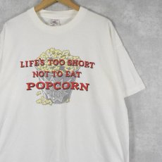 画像1: 90's USA製 ”LIFE'S TOO SHORT NOT TO EAT POPCORN” プリントTシャツ XL (1)