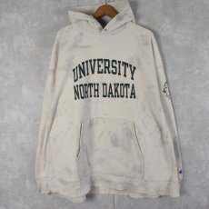 画像1: Champion REVERSE WEAVE "UNIVERSITY NORTH DAKOTA" ブリーチ加工 スウェットフーディ XXXL (1)