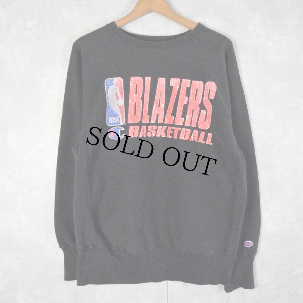 画像1: 90's Champion REVERSE WEAVE USA製 "BLAZERS BASKETBALL" プリントスウェット L (1)