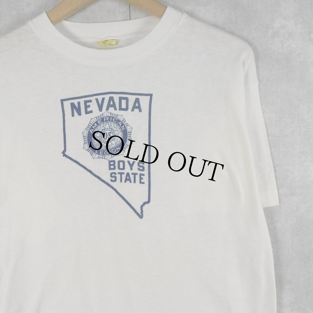 画像1: 50〜60's NEVADA BOYS STATE フロッキープリントTシャツ L (1)
