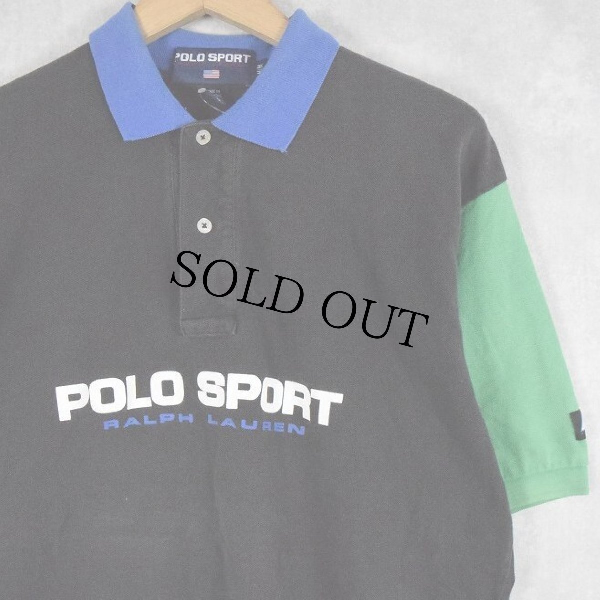 画像2: 90's POLO SPORT Ralph Lauren パネル切り替え ロゴプリント ポロシャツ M (2)