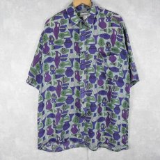 画像1: 【SALE】 総柄 シルクシャツ L (1)