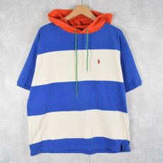 画像1: 90's POLO Ralph Lauren USA製 ボーダー柄 Tパーカー M (1)