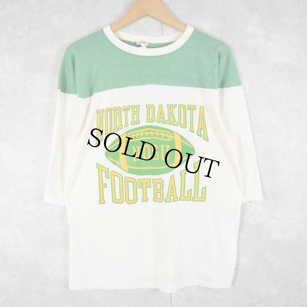 画像1: 70〜80's USA製 "NORTH DAKOTA FOOTBALL" フットボールTシャツ M (1)