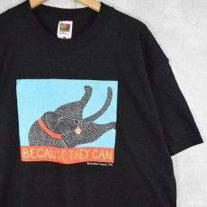 画像1: 90's Stephen Huneck "Because They Can" アートプリントTシャツ BLACK XL (1)