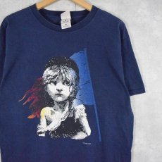 画像1: 2000's Les Miserables ミュージカルプリントTシャツ NAVY L (1)