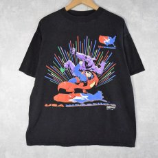 画像1: 90's SUPERMAN "USA wrestling" キャラクタープリントTシャツ BLACK L (1)