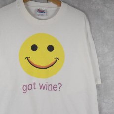 画像1: 90's Chris's Stuff "got wine?" スマイルプリント パロディTシャツ XL (1)