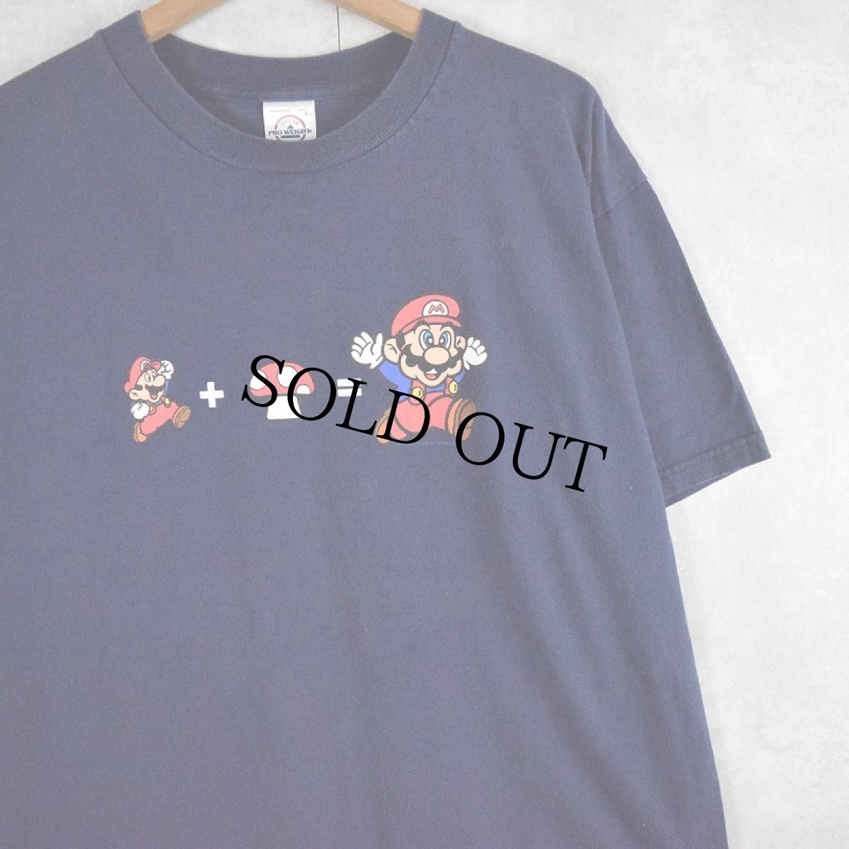 画像1: 2000's Nintendo スーパーマリオ キャラクタープリントTシャツ NAVY L (1)