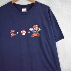 画像1: 2000's Nintendo スーパーマリオ キャラクタープリントTシャツ NAVY L (1)
