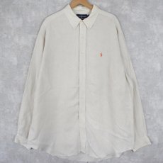 画像1: POLO Ralph Lauren "BLAKE" シルク×リネン ボタンダウンシャツ XXL (1)