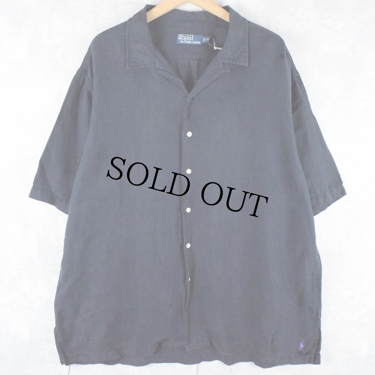 画像1: POLO Ralph Lauren リネン×シルク オープンカラーシャツ BLACK XXL (1)