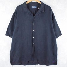 画像1: POLO Ralph Lauren リネン×シルク オープンカラーシャツ BLACK XXL (1)