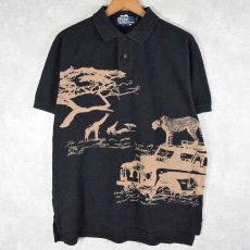 画像1: POLO Ralph Lauren アニマル柄 ロゴ刺繍ポロシャツ L (1)