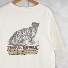 画像1: 90's BANANA REPUBLIC "TRAVEL&SAFARI CLOTHING" ヒョウプリント ポケットTシャツ (1)