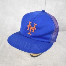 画像4: 80's MLB "NEW YORK METS" ロゴ刺繍 スナップバックメッシュキャップ (4)