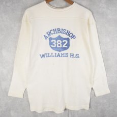 画像1: 50's〜 "ARCHBISHOP WILLIAM H.S." 染み込みプリント フットボールTシャツ (1)