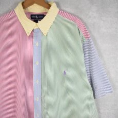 画像2: Ralph Lauren ストライプ柄 クレイジーパターン コットンボタンダウンシャツ 2X (2)