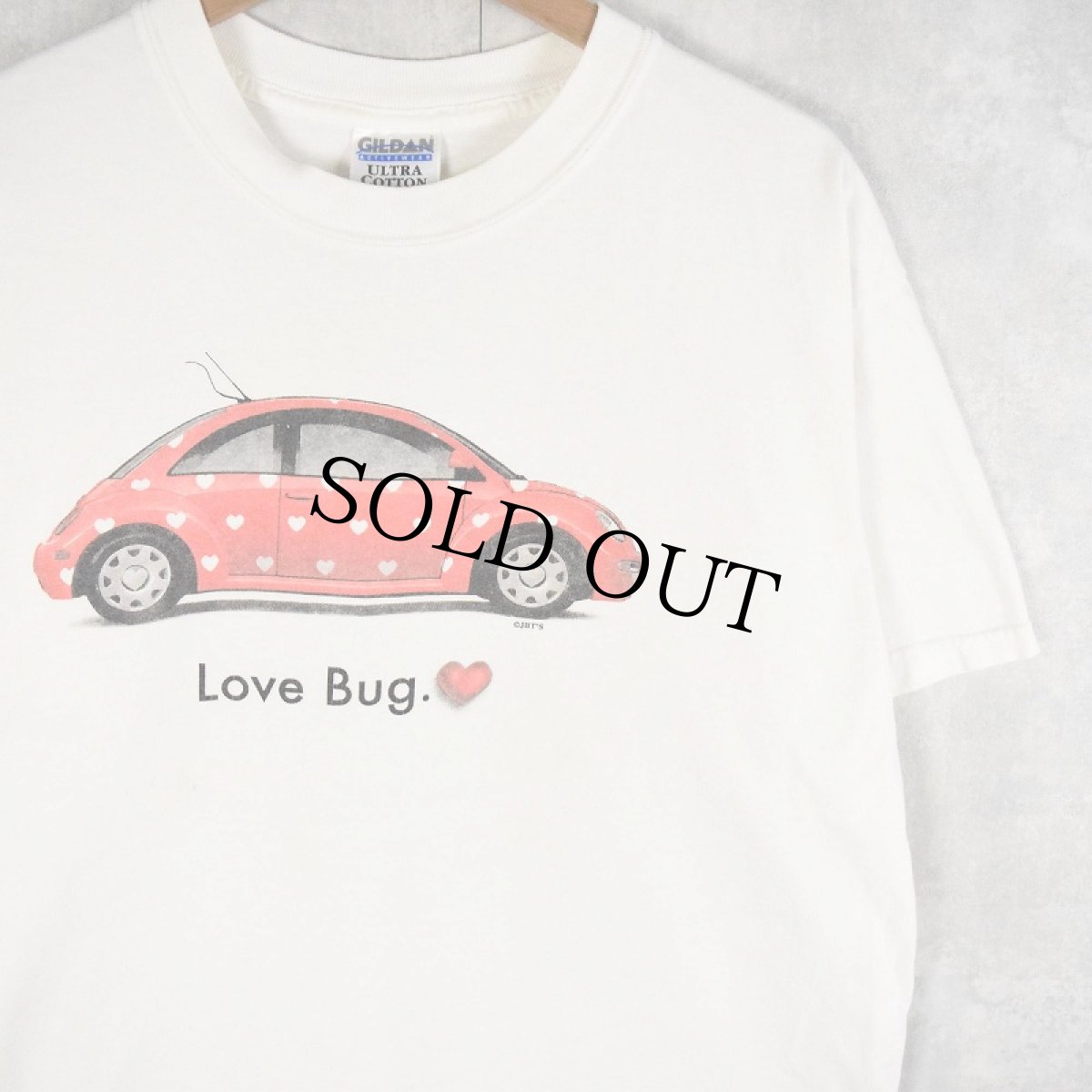 画像1: Volkswagen "Love Bug." 自動車イラストTシャツ L (1)