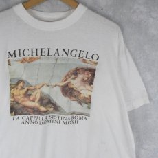 画像1: 90's〜 Michelangelo アダムの創造 アートプリントTシャツ (1)