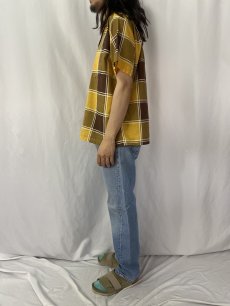 画像3: 70's チェック柄 オープンカラーシャツ L (3)