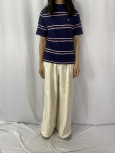 画像2: 【SALE】 70's Golden Breed USA製 マルチボーダー柄 ロゴ刺繍Tシャツ M (2)