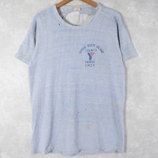 画像1: 70's Champion バータグ USA製 "UPPER ROCK ISLAND COUNTY YMCA" 染み込みプリントTシャツ L (1)