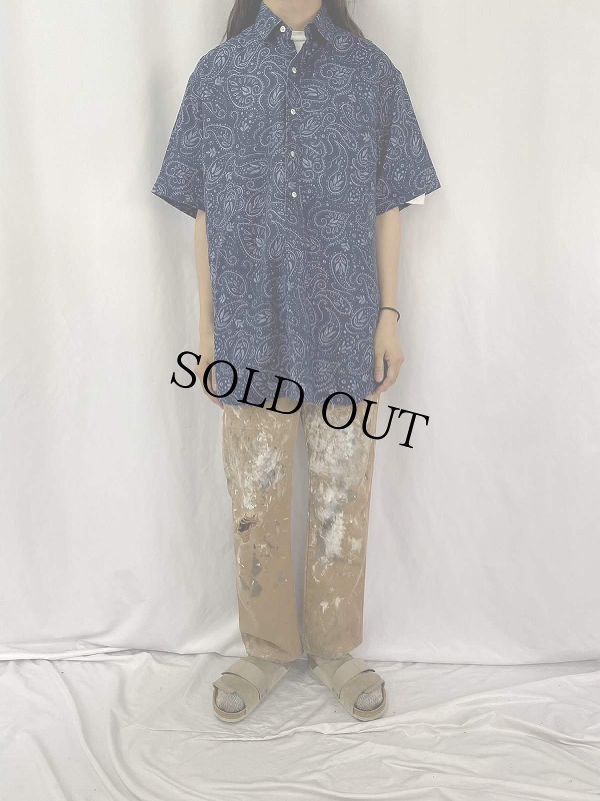 画像2: POLO Ralph Lauren "CANBRIDGE" ペイズリー柄 リネンプルオーバーシャツ L (2)