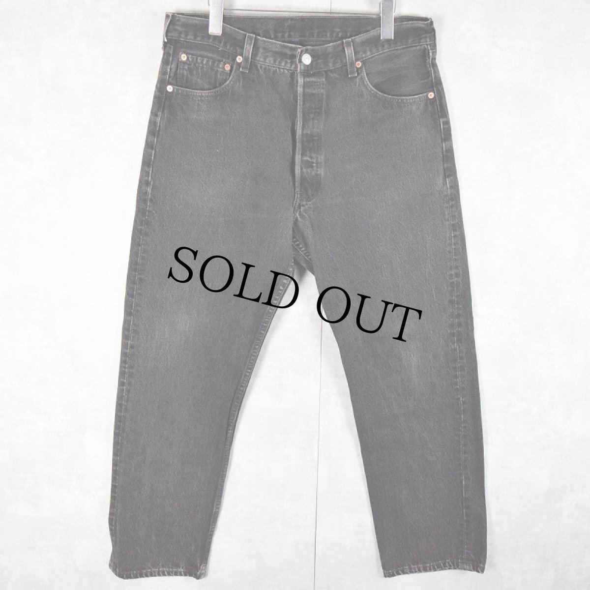 画像1: 90's Levi's 501 USA製 "サルファブラック" ブラックデニムパンツ W34 (1)