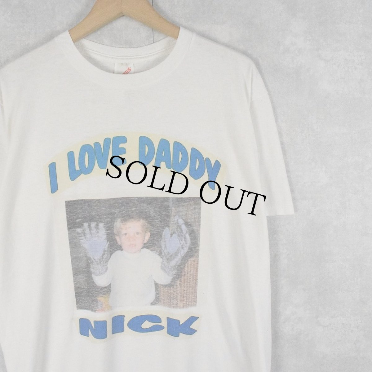 画像1: 【お客様お支払処理中】90's USA製 "I LOVE DADDY NICK" メモリアルフォトTシャツ L (1)