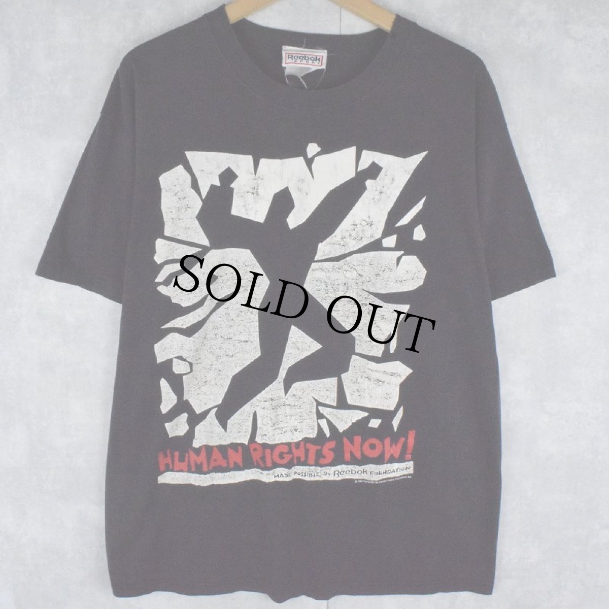 画像1: 80's Reebok "HUMAN RIGHTS NOW!" イラストプリントTシャツ BLACK (1)