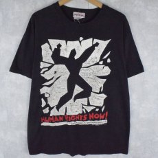 画像1: 80's Reebok "HUMAN RIGHTS NOW!" イラストプリントTシャツ BLACK (1)
