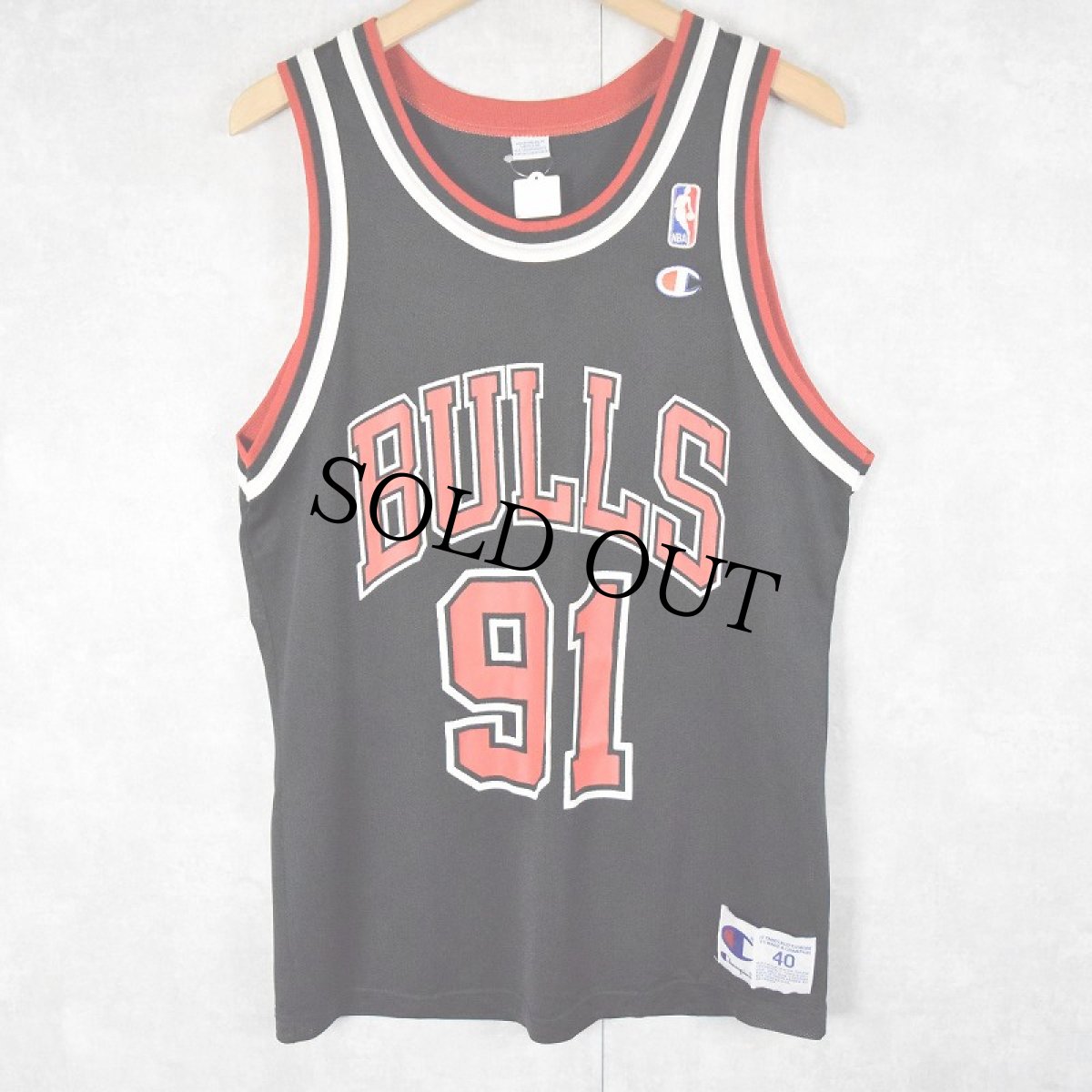 画像2: 90〜00's Champion CHCAGO BULLS USA製 "Dennis Rodman" メッシュゲームタンクトップ SIZE40 (2)