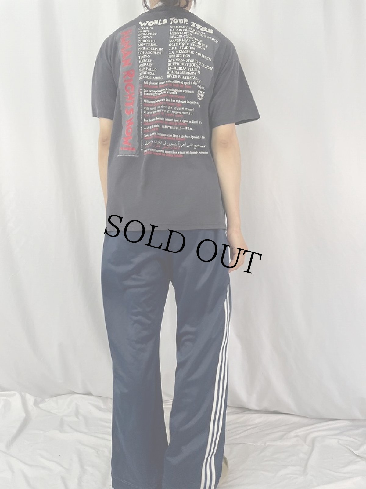 画像4: 80's Reebok "HUMAN RIGHTS NOW!" イラストプリントTシャツ BLACK (4)