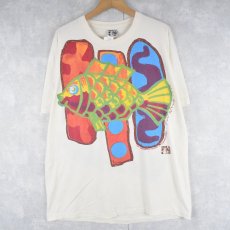 画像1: 90's Tom Wood 魚アートプリントTシャツ XL (1)