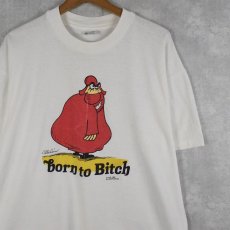 画像1: 80〜90's "Born to Bitch" USA製 メッセージイラストプリントTシャツ XL (1)