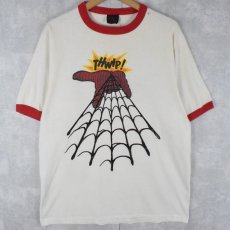 画像1: 90's USA製 "THWIP!" プリントリンガーTシャツ L (1)