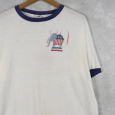 画像2: 80's "WASHINGTON & LEE UNIVERSITY" USA製 象イラストリンガーTシャツ XL (2)