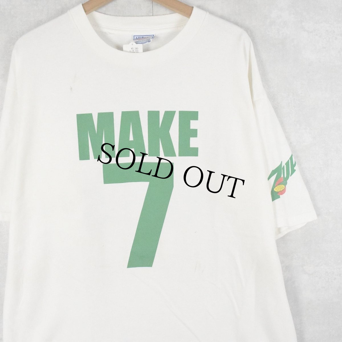 画像1: 90's 7UP "MAKE7" 飲料メーカーTシャツ XL (1)