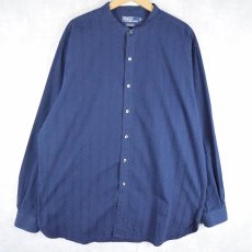 画像1: POLO Ralph Lauren "BERNARD" ストライプ柄 コットンバンドカラーシャツ XL NAVY (1)