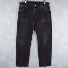 画像1: 90's Levi's 501 USA製 "サルファブラック" ブラックデニムパンツ W35 (1)